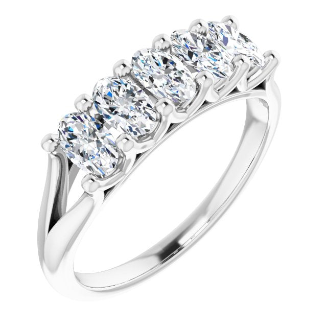 1.05 ct. Oval Cut Diamond Wedding Band 5 Stone Anniversary Ring-VIRABYANI